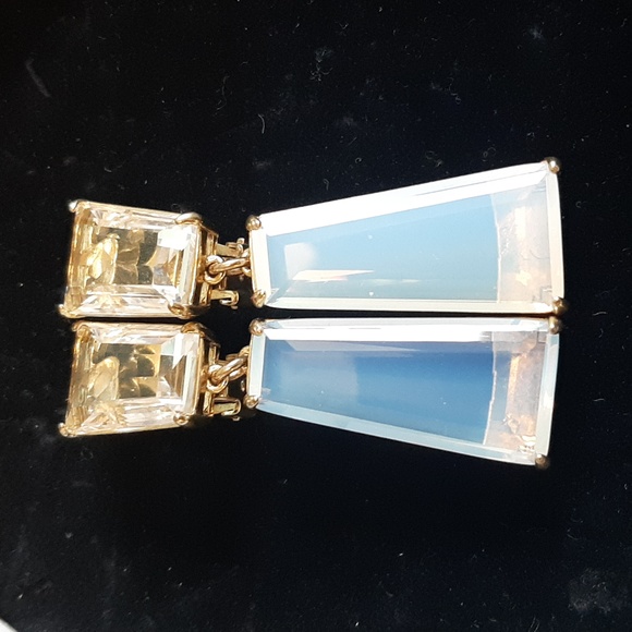 HEIDI DAUS Necklace w Clip-on Earrings - Gold Tone w Opalesque & White Stones - Picture 7 of 14